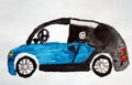 Fancy car painted by child Royalty Free Stock Photo