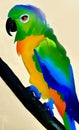 Gouache pet parrot painted by a child Royalty Free Stock Photo