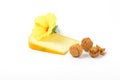 Gouda cheese with walnuts and hibiscus Royalty Free Stock Photo