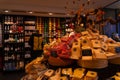 Display of traditional Dutch cheese at local cheese shop in Gouda, the Netherlands Royalty Free Stock Photo