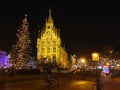 Gouda by night town hall christmas tree