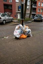 Gouda, South Holland/The Netherlands - September 28 2020: Plastic waste already left on the street a day before it will be