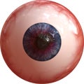 Gouged bloodshot eyeball on white background