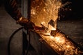 Gouging welding steel structure and bright sparks Royalty Free Stock Photo