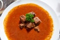 Goulash appetizer. Beef goulash soup