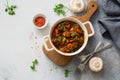 Goulash with beef,  mushrooms and vegetables Royalty Free Stock Photo