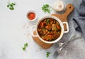 Goulash with beef,  mushrooms and vegetables Royalty Free Stock Photo