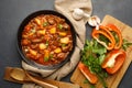 Goulash, beef stew with vegetables in tomato sauce. Royalty Free Stock Photo