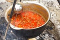 Goulash in cauldron Royalty Free Stock Photo