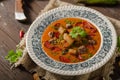 Goulash soup with beef and spicy sausage Royalty Free Stock Photo