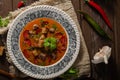 Goulash soup with beef and spicy sausage Royalty Free Stock Photo