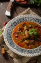 Goulash soup with beef and spicy sausage Royalty Free Stock Photo