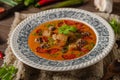 Goulash soup with beef and spicy sausage Royalty Free Stock Photo