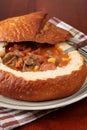 Goulash soup in a bread bowl Royalty Free Stock Photo