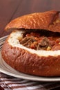 Goulash soup in a bread bowl Royalty Free Stock Photo