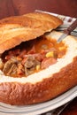 Goulash soup in a bread bowl Royalty Free Stock Photo