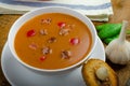 Goulash soup with crispy garlic toast Royalty Free Stock Photo