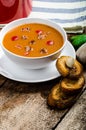 Goulash soup with crispy garlic toast Royalty Free Stock Photo