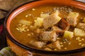 Goulash soup with croutons and potatoes Royalty Free Stock Photo