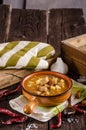 Goulash soup with croutons and potatoes Royalty Free Stock Photo