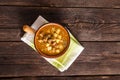 Goulash soup with croutons and potatoes Royalty Free Stock Photo