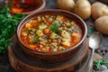 Goulash soup with Mediterranean herbs and potato