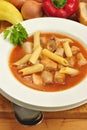 goulash soup with noodle and bread Royalty Free Stock Photo