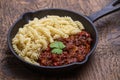 goulash with spirelli pasta Royalty Free Stock Photo