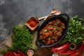 Goulash traditional Hungarian Beef Meat Stew or Soup with vegetables and tomato sauce, Royalty Free Stock Photo