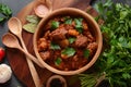 Goulash traditional Hungarian Beef Meat Stew or Soup with vegetables and tomato sauce, Royalty Free Stock Photo