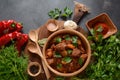 Goulash traditional Hungarian Beef Meat Stew or Soup with vegetables and tomato sauce Royalty Free Stock Photo