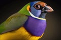 Beautiful Gouldian Finch Close Up. Colorful and Vibrant Animal.