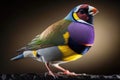 Beautiful Gouldian Finch Close Up. Colorful and Vibrant Animal.