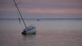 Gounded Sailboat Right After Sunset St. Josephs Bay