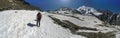 Goup of climbers reaching the Mont Blanc simmit Royalty Free Stock Photo