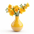 Simple Gourd Vase With Freesia - Isolated On White Background Royalty Free Stock Photo