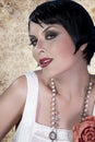 Gourgeos female brunette flapper Royalty Free Stock Photo