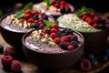 Gourmet acai bowls with fresh berries and nuts Royalty Free Stock Photo