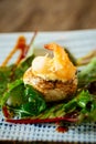 Gourmet appetizer shrimp stuffed mushroom cap Royalty Free Stock Photo