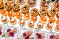 Gourmet appetizers: caviar, venison, tuna and salmon