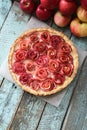 Gourmet apple rose pie with cream filling served with organic ap Royalty Free Stock Photo