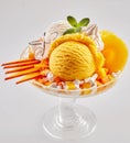 Gourmet artisanal fresh fruit ice cream sundae Royalty Free Stock Photo