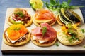 Gourmet Assorted Canape for festive dinner Royalty Free Stock Photo