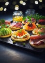 Gourmet Assorted Canape for festive dinner Royalty Free Stock Photo