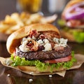 Gourmet bacon and bleu cheese burger Royalty Free Stock Photo