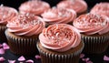 Gourmet baked cupcake, sweet indulgence with chocolate icing decoration generated by AI Royalty Free Stock Photo