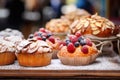 Gourmet berry cakes at the store