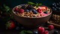 A gourmet bowl of organic berry fruit and granola yogurt generated by AI Royalty Free Stock Photo