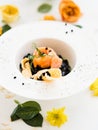 Gourmet breakfast meal black pasta Royalty Free Stock Photo