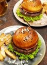 Gourmet burgers closeup